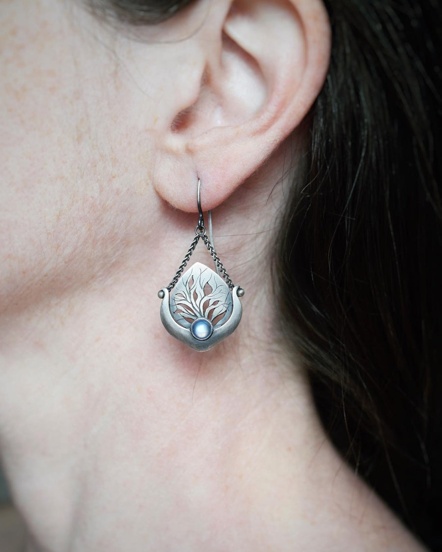 Small Moonstone Botany Earrings