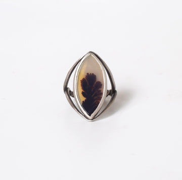Ink Blot Dendritic Agate Ring