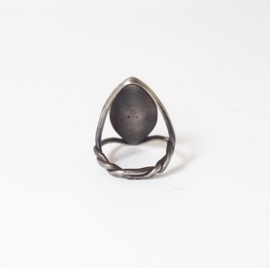 Ink Blot Dendritic Agate Ring