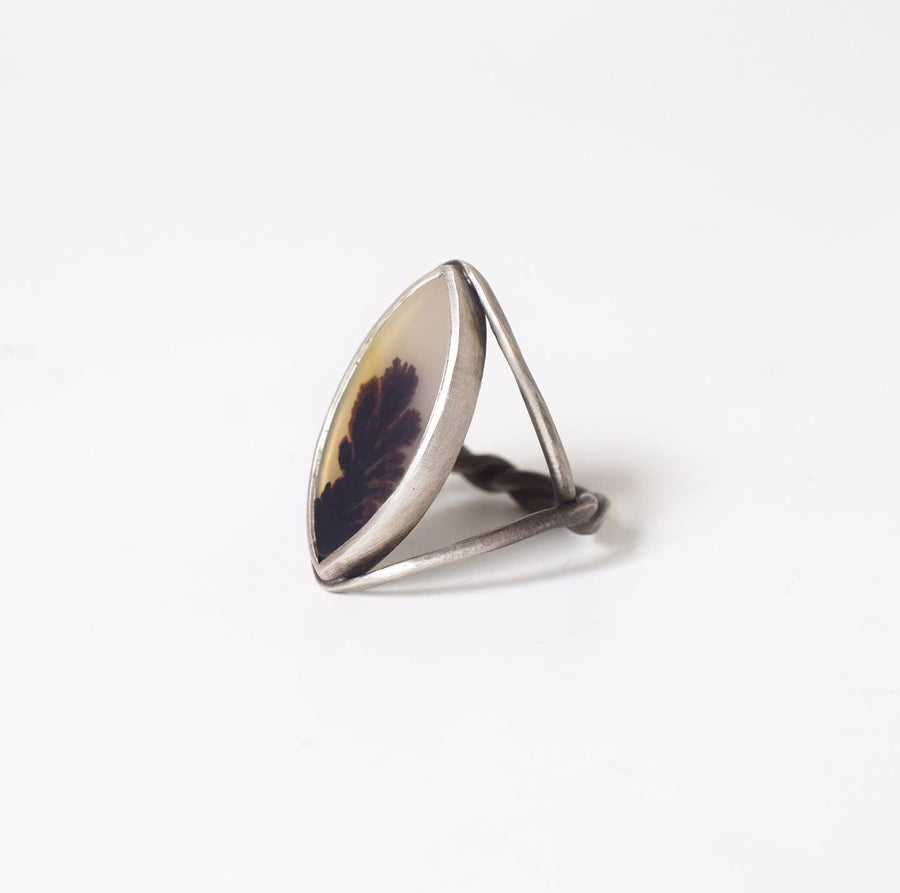 Ink Blot Dendritic Agate Ring