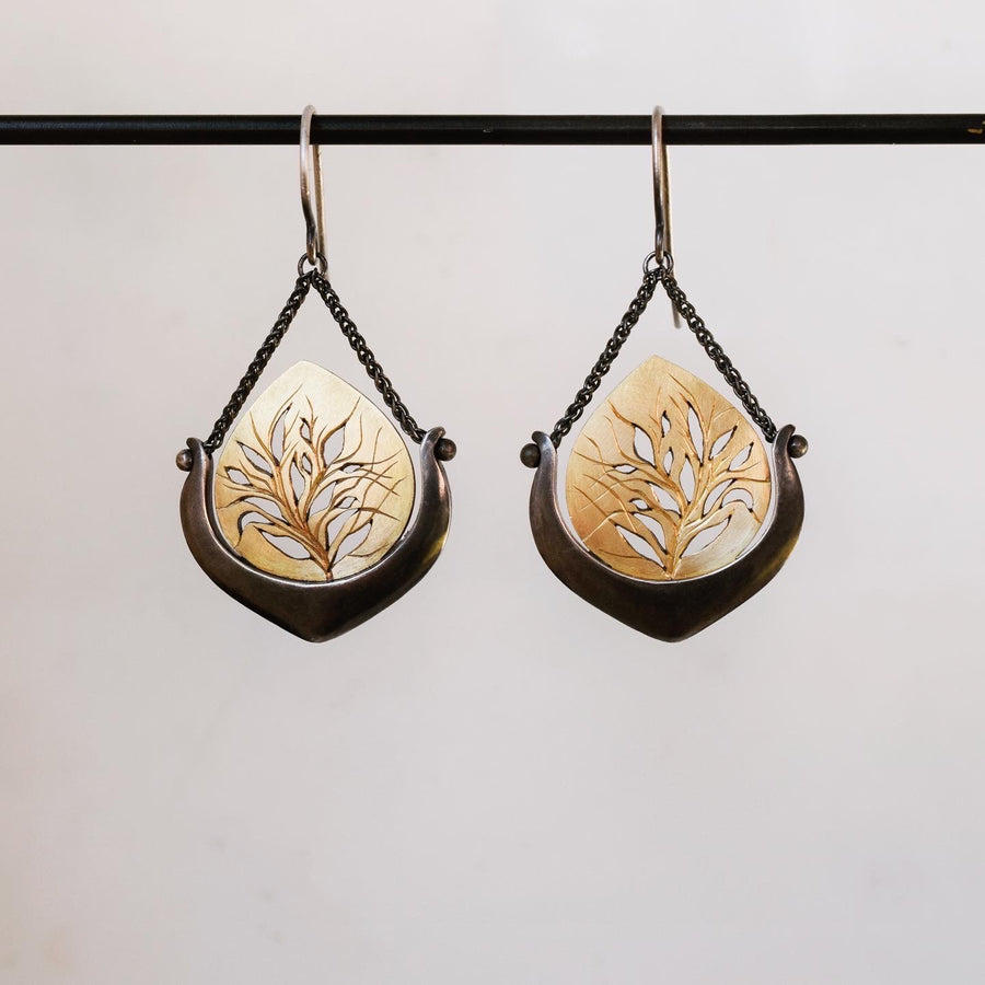 Gold and Silver Botany Earrings