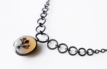 Black Posey Dendritic Agate Necklace