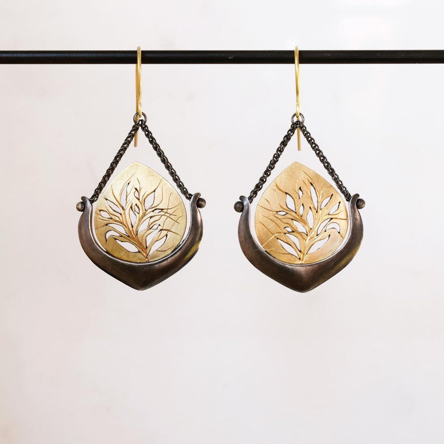 Gold and Silver Botany Earrings