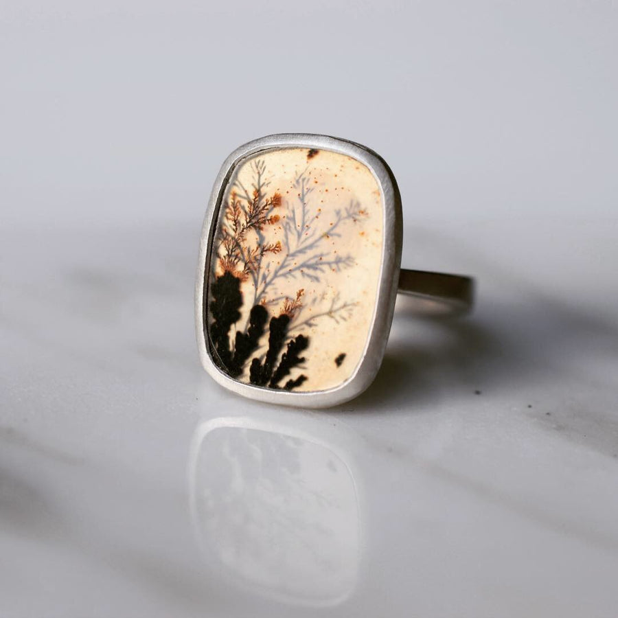 Afterimage Dendritic Agate Ring #1