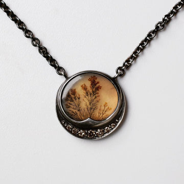 Secret Garden Dendritic Agate and Diamond Necklace