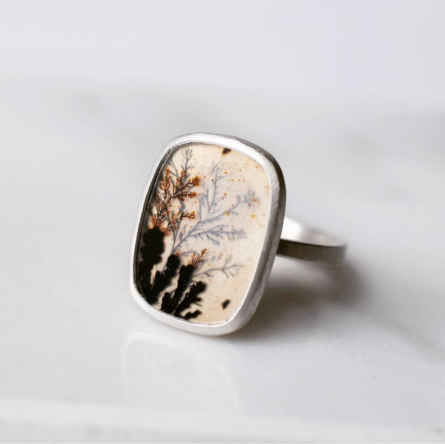 Afterimage Dendritic Agate Ring #1