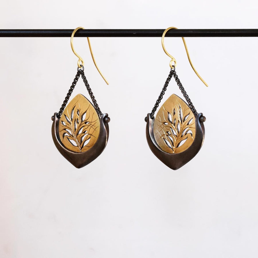 Gold and Silver Botany Earrings