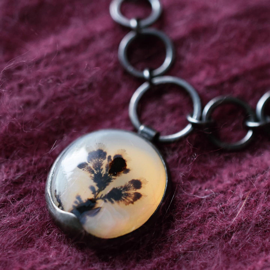 Black Posey Dendritic Agate Necklace