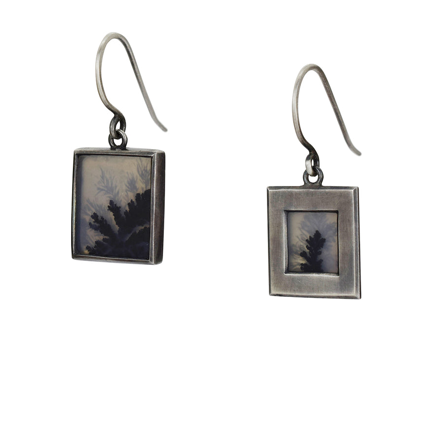 Inkblot Dendritic Agate Earrings